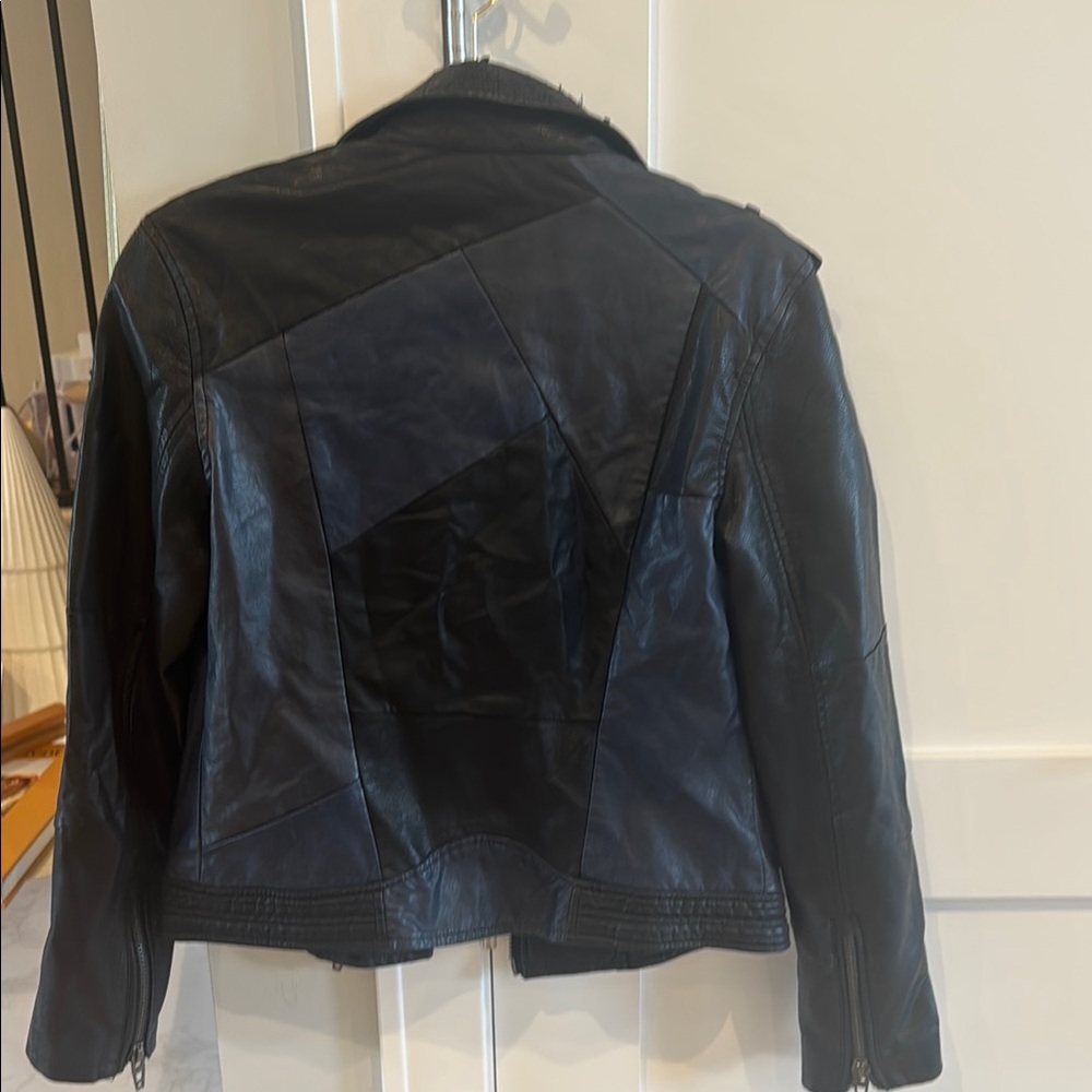 Blank NYC Black Leather Moto Jacket Asymmetrical Zipper - Picture 3 of 4